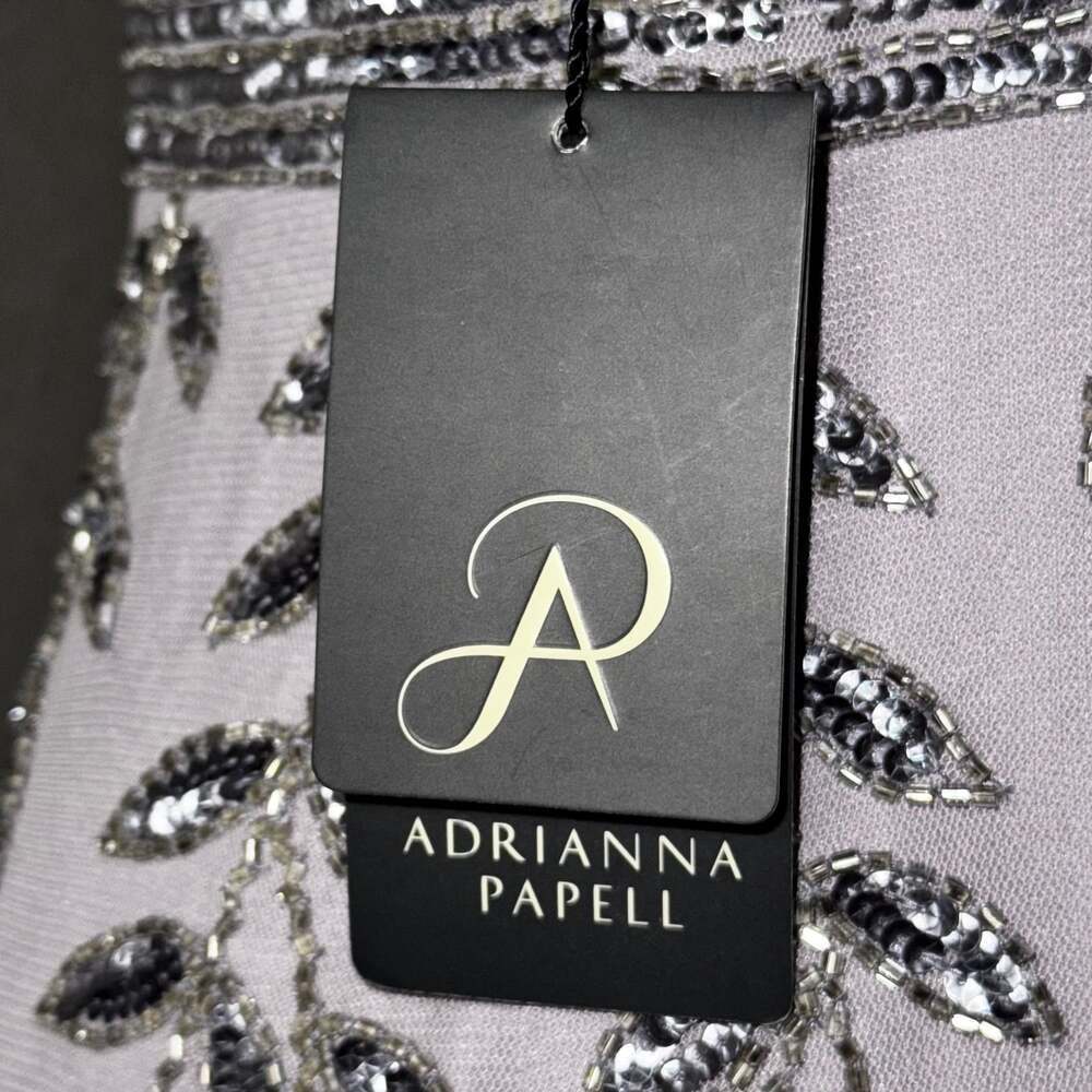 Adrianna Papell Women's Blue Gray Embellished Column Formal Dress - Picture 3 of 4